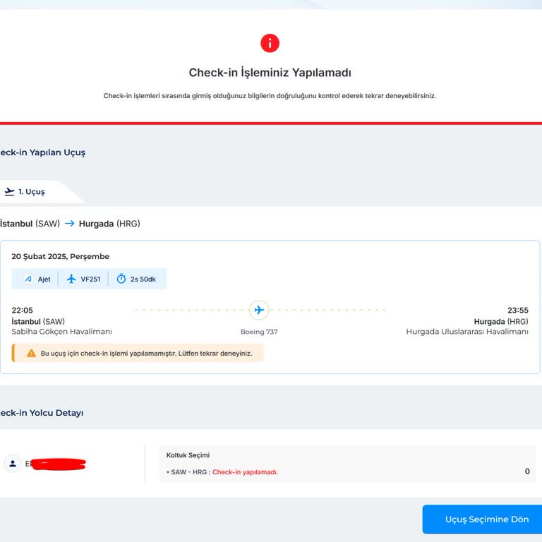 Online Check-in Sorunu Ve Zorunlu Koltuk Satışı