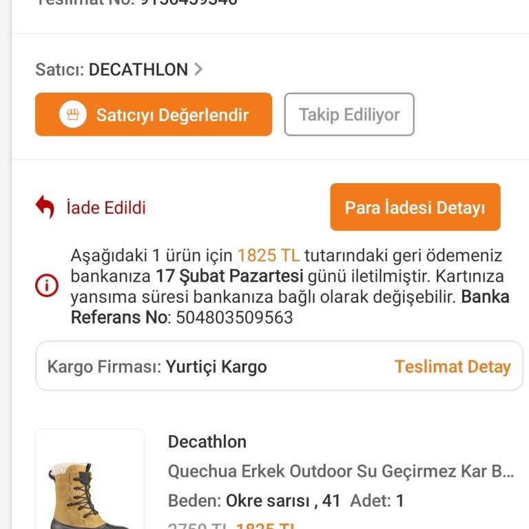 Decathlon Su Geçirmez Botun Su Alması Ve Değişim Talebi