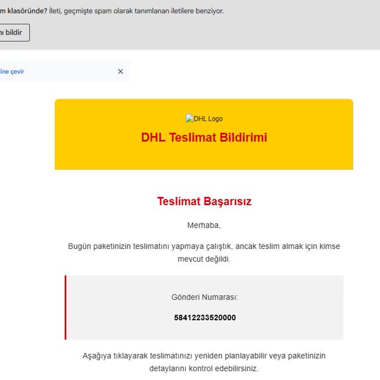 DHL Kargo Adıyla Gelen Şüpheli Mailler