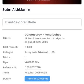 Bilet Transfer Sürecinde Yaşanan Sorun