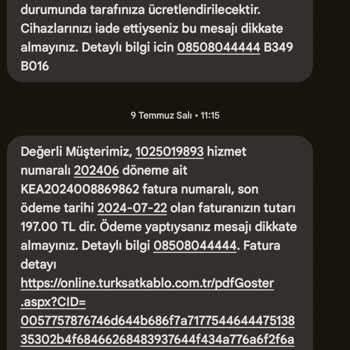 TÜRKSAT Yan Oda İptalinde Fatura Sorunu