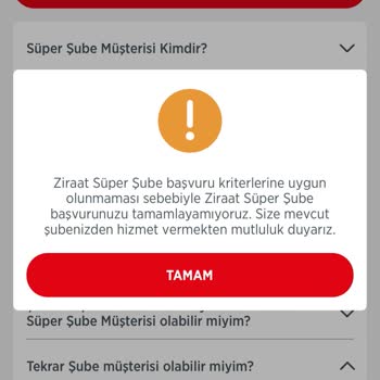 Ziraat Süper Şube Başvuru Sorunu
