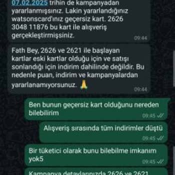 Watsons Puan Kampanyasında Kart Geçersizliği Sorunu