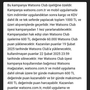 Watsons Puan Kampanyasında Kart Geçersizliği Sorunu