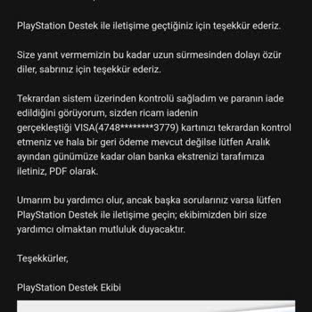 PlayStation İade Sürecinde Mağduriyet