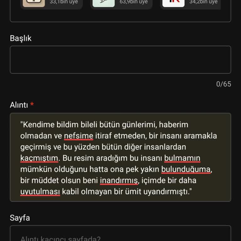 1000Kitap Uygulamasında Alıntı Paylaşım Sorunu