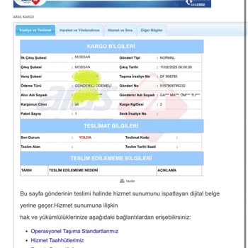 Aras Kargo Teslimat Gecikmesi Ve Bilgilendirme Eksikliği