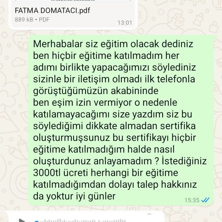 Sahte Sertifika Ve Haksız Ücret Talebi