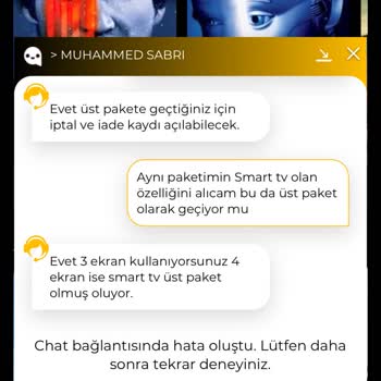 Smart TV Paket Yükseltme Sorunu Ve İade Problemi