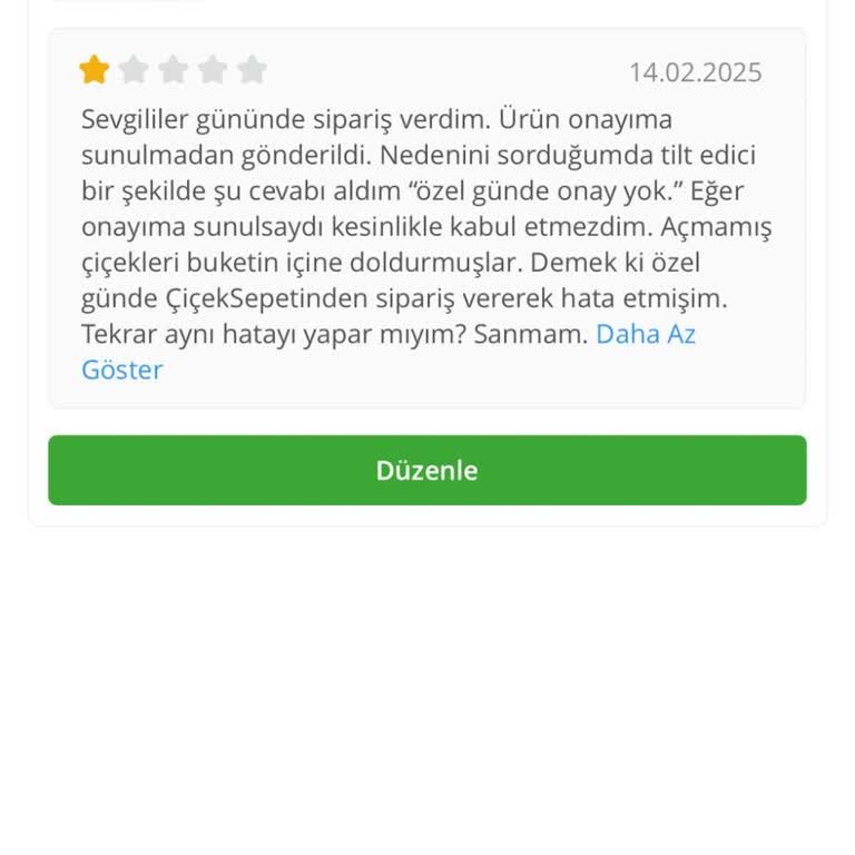 Sevgililer Günü Çiçek Siparişinde Hayal Kırıklığı