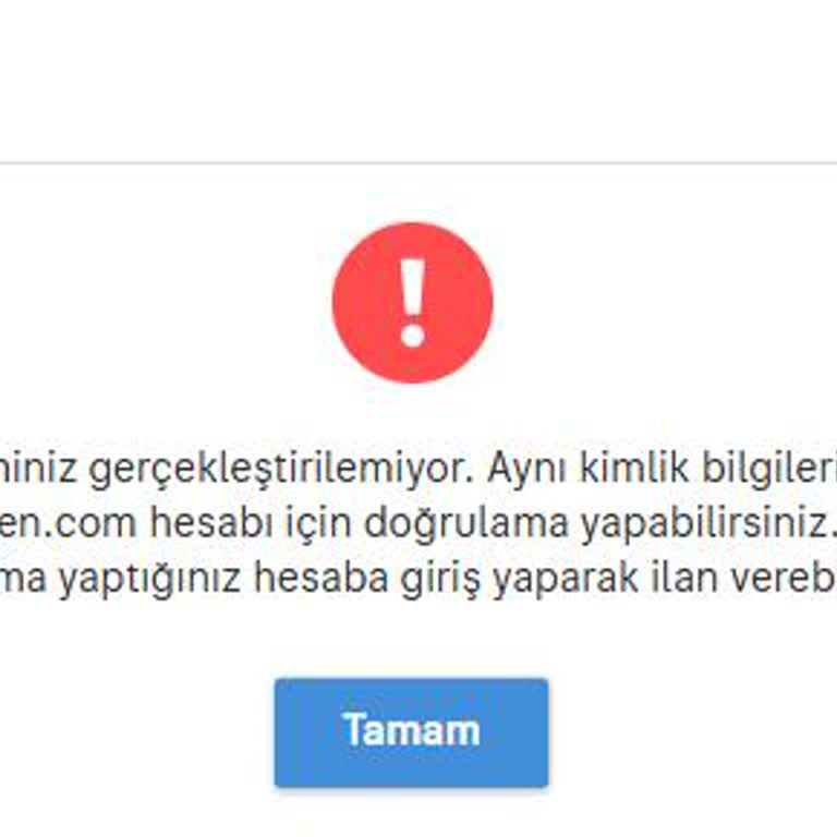 Sahibinden.com Hesap Doğrulama Sorunu