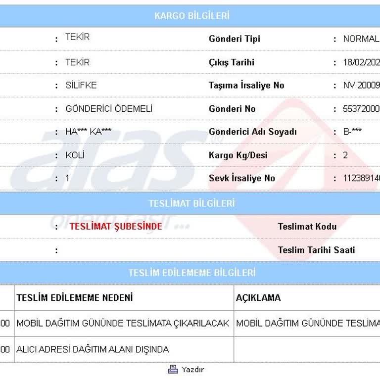 Aras Kargo'nun Teslimat Alanı Dışı Sorunu Ve İletişim Eksikliği