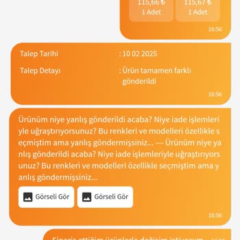 Yanlış Ürün Gönderimi Ve Müşteri Hizmetleri Sorunu