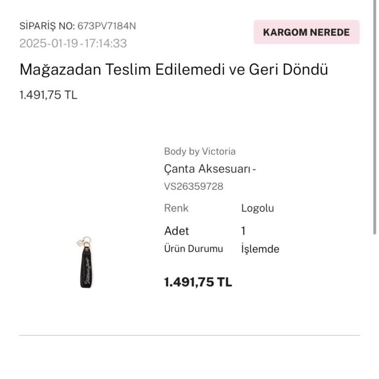 Anahtarlık Siparişi Ve Para İadesi Sorunu