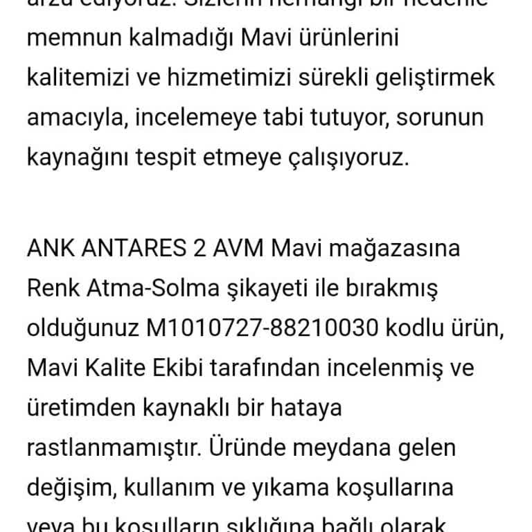 Renk Atan Pantolon Ve Yetersiz Müşteri Hizmeti