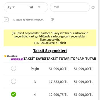 Taksit Seçeneklerinde Yanıltıcı Bilgi