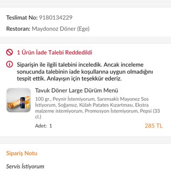 Yanlış Sipariş Ve Yetersiz Müşteri Hizmeti