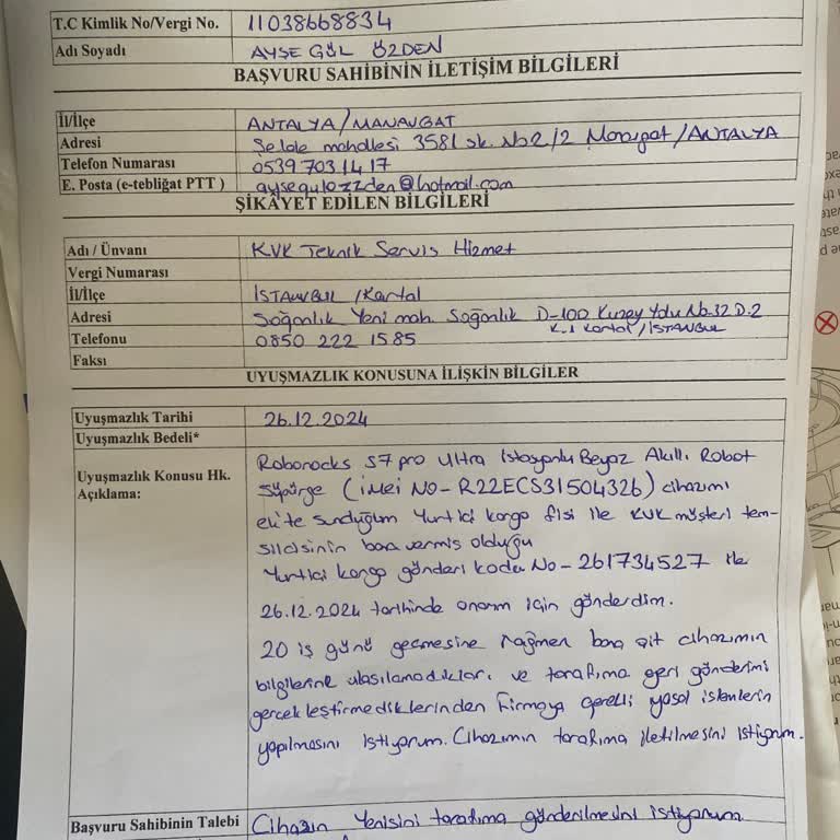 KVK'nın Kayıp Hizmeti: Roborock Süpürgem Nerede?