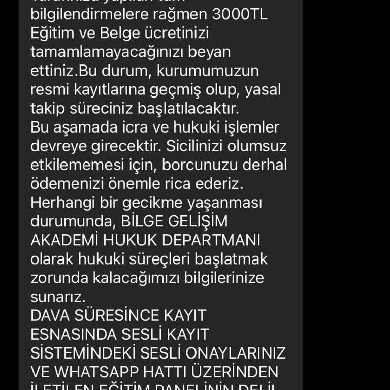 Yanıltıcı Sertifika Ücreti Ve Rahatsız Edici İletişim