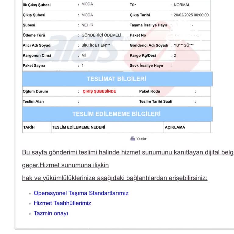 Yanlış İsimle Gelen Kargo Mesajı