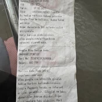 Geçersiz Google Play Kodu Mağduriyeti