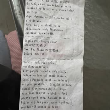 Geçersiz Google Play Kodu Mağduriyeti