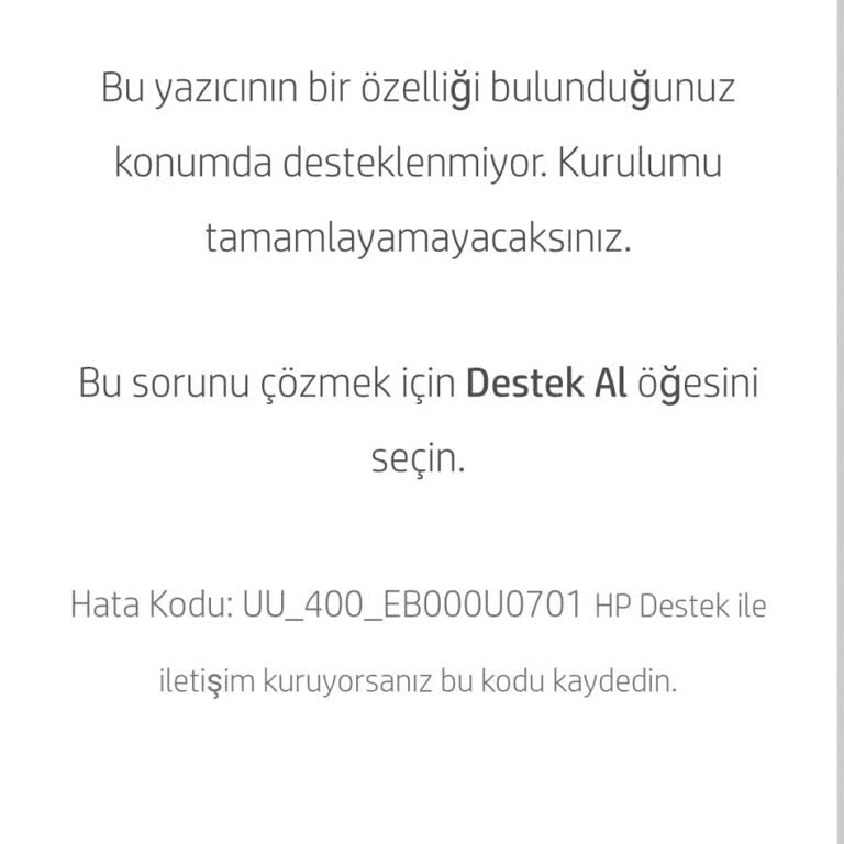 HP Yazıcı Destek Sorunu