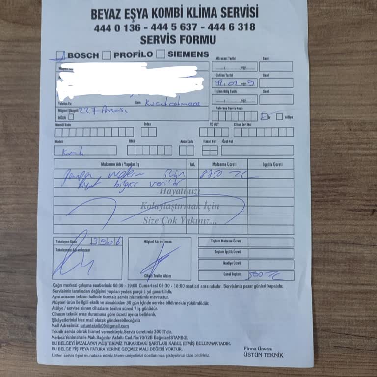 Yanıltıcı Servis Deneyimi: Bosch Kombi Tamirinde Dikkat Edilmesi Gerekenler