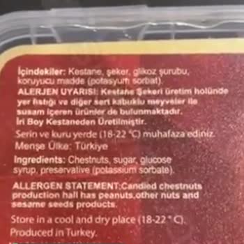Kafkas Kestane Şekeri İçeriği