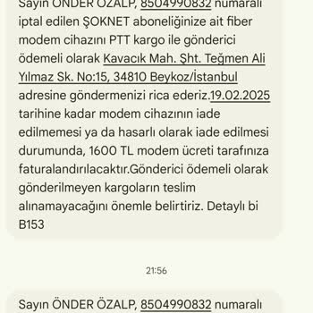 Modem İadesinde Yaşanan Sorun Ve Müşteri Hizmetlerine Ulaşamama