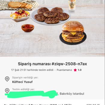 Köfteci Yusuf'tan Aldığım Ürünlerin Kalitesi Hayal Kırıklığı Yarattı