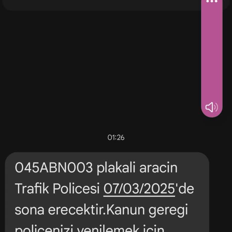 Bana Ait Olmayan Araç İçin Gelen Yanlış SMS