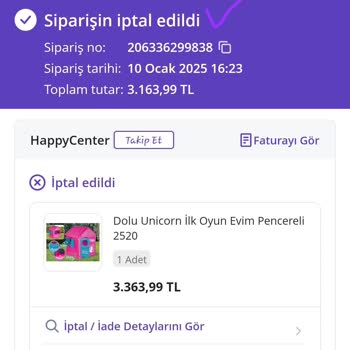 N11 Ve Happy Center'dan İptal Edilen Ürünün Tekrar Gönderimi Sorunu