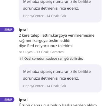N11 Ve Happy Center'dan İptal Edilen Ürünün Tekrar Gönderimi Sorunu