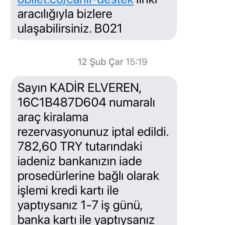 Araç Kiralama İptali Sonrası Ücret İadesi Sorunu