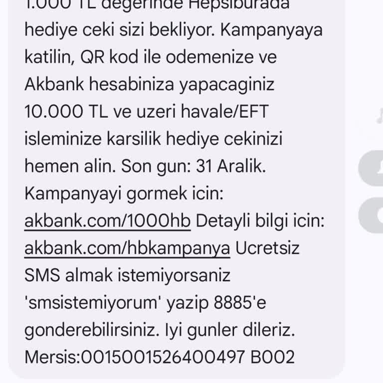 Hepsiburada Çeki Kampanyasında SMS Gönderilmedi