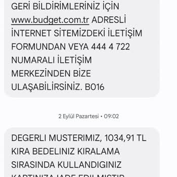 Budget (budget.com.tr) Araç Kiralama Yanlışlığı Ve Cezalar
