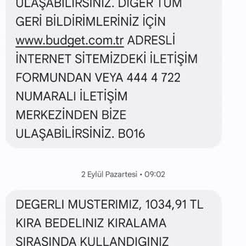 Budget (budget.com.tr) Araç Kiralama Yanlışlığı Ve Cezalar