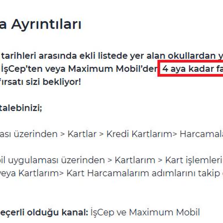İş Bankası'nın Eğitim Ödemelerinde Yetersiz Taksit Seçeneği