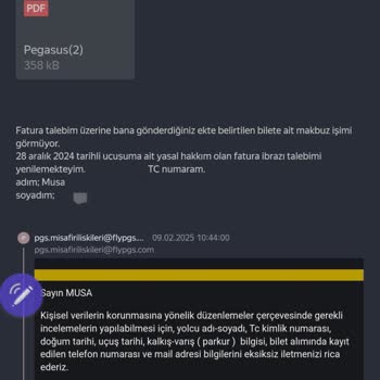 Pegasus'tan Fatura Alamama Sorunu