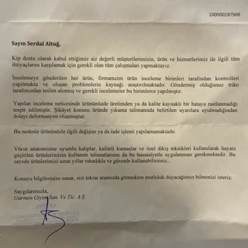 KİP Ürününde İlk Giymede Tüylenme Ve İnceleme Sürecinde Hayal Kırıklığı