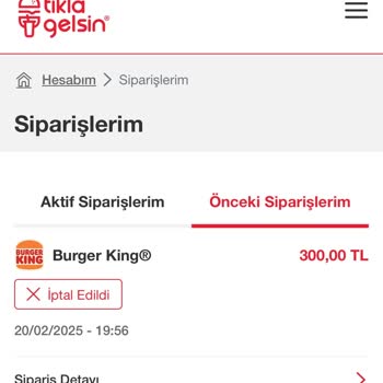 Burger King Sipariş İptali Ve Para İadesi Sorunu