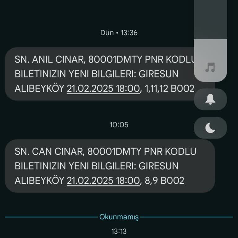 Görele Seyahat İle Sürekli Değişen Koltuk Numaraları