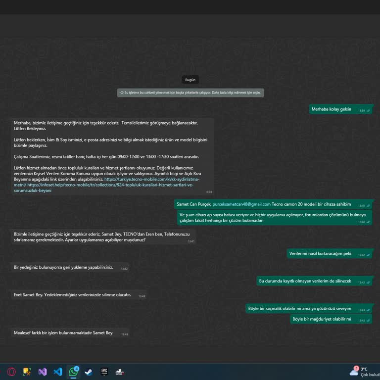 Tecno Camon: Verilerimi Kaybettiren Hata Ve Yetersiz Destek