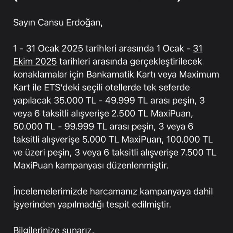İş Bankası ETS Kampanyası MaxiPuan Sorunu