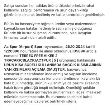 Adidas Ayakkabıda Tekrar Eden Yırtılma Sorunu