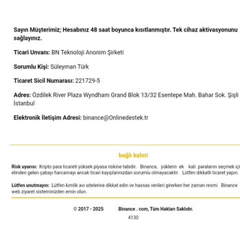 Binance TR'den Şüpheli Giriş Ve Yanıt Alamama Sorunu