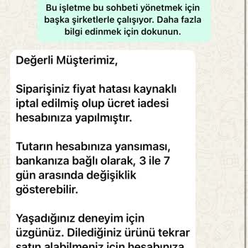 Yanlış Fiyatlandırma Ve Sipariş İptali Sorunu