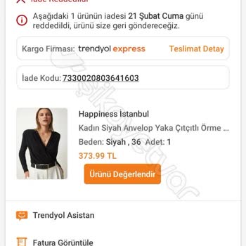 Happiness İstanbul Trendyol'dan Yanıltıcı Ürün İadesi Deneyimi