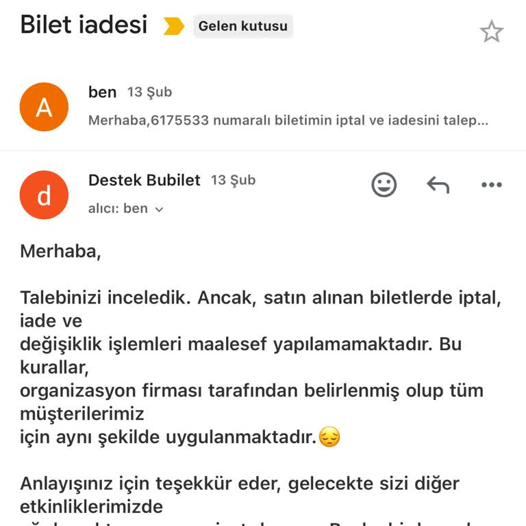 Bilet İptalinde Esneklik Sorunu